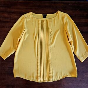 Ann Taylor Sunny Yellow Pleated Blouse